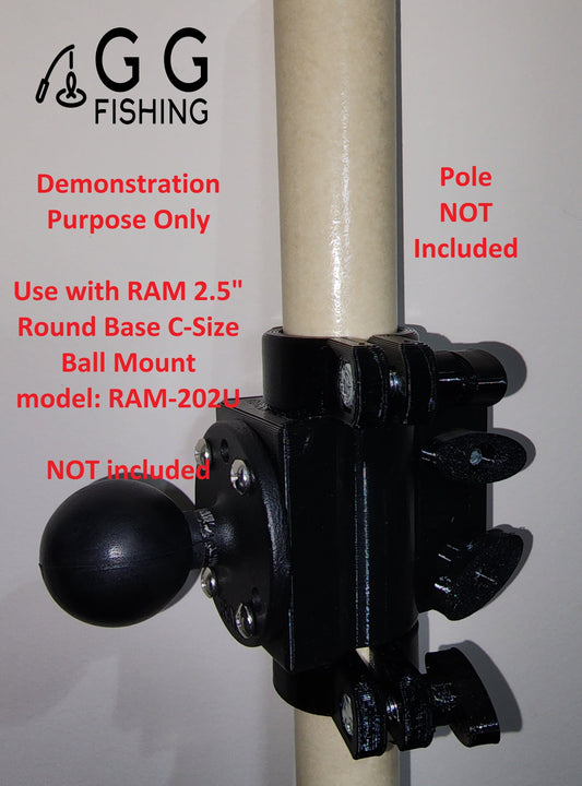 Pole Mount for C size or D size ball RAM Mount with AMPS hole pattern