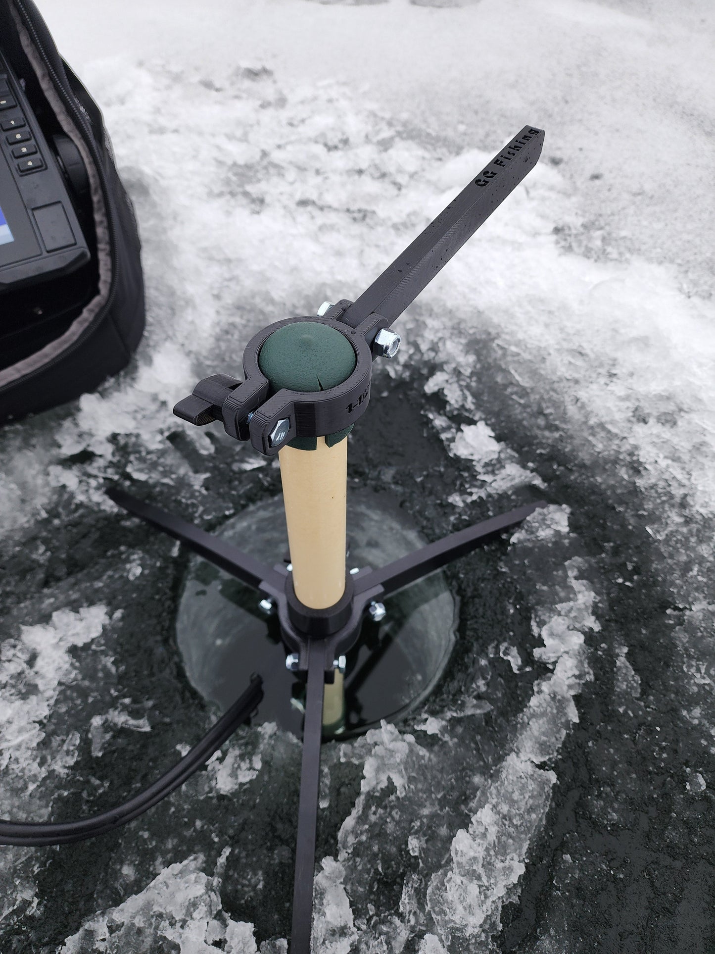 Ice Fishing Mount Kit - With Pole - Designed for Wooster Sherlock R054 pole - 1-1/4" OD