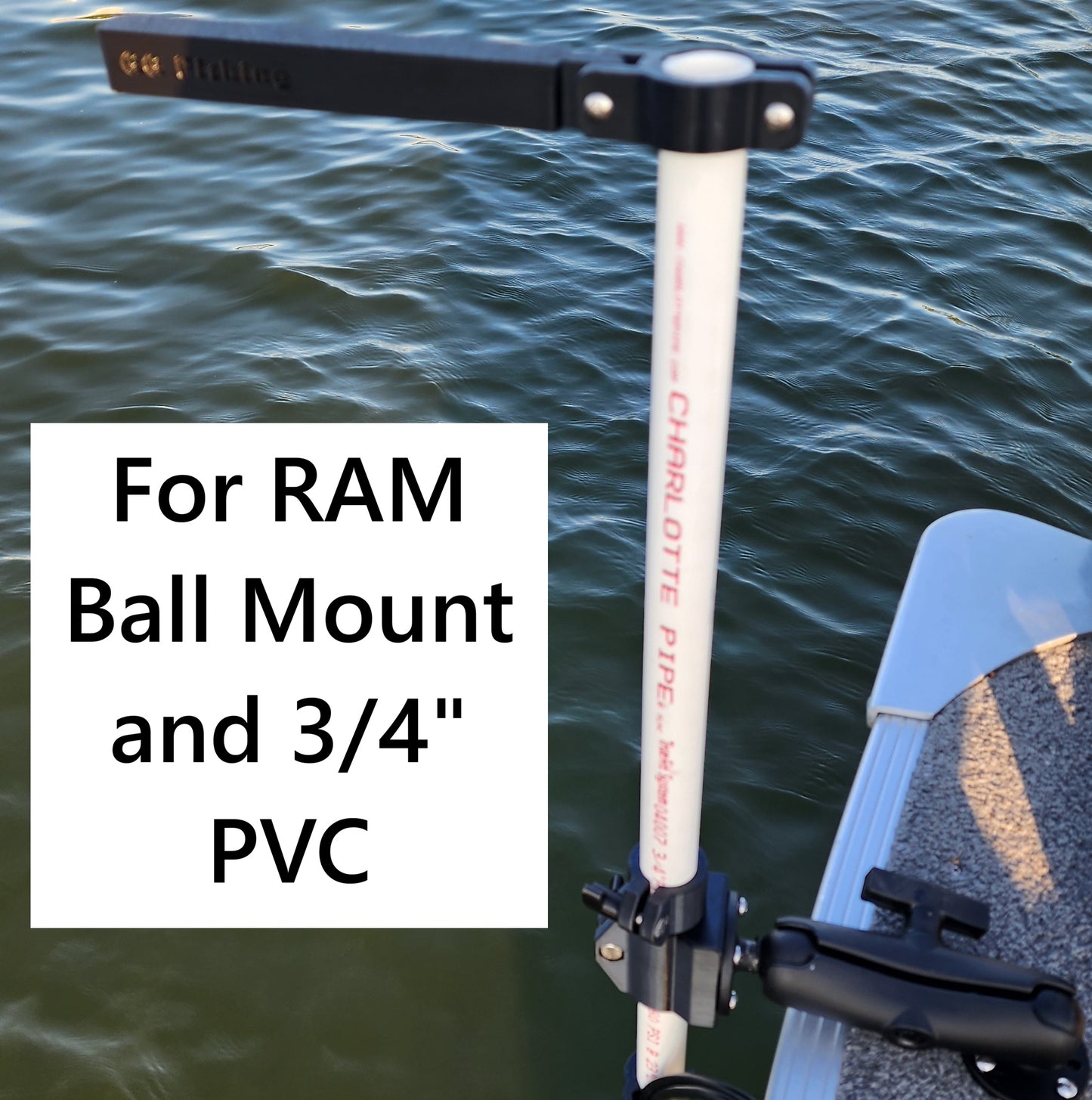 Pole Mount Kit for 3/4" PVC and RAM mount 4-hole AMPS pattern C or D size ball
