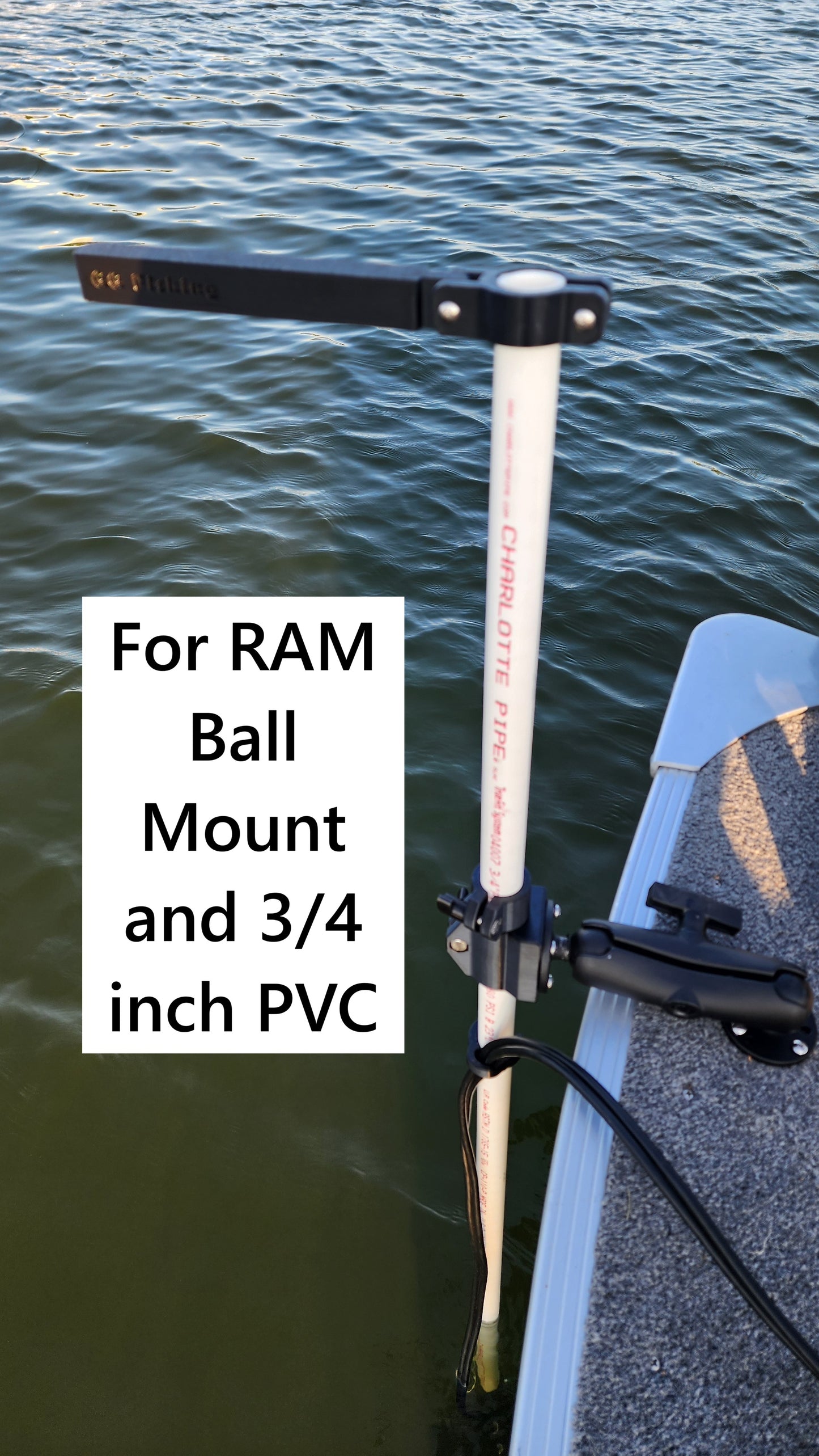 Pole Mount Kit for 3/4" PVC and RAM mount 4-hole AMPS pattern C or D size ball